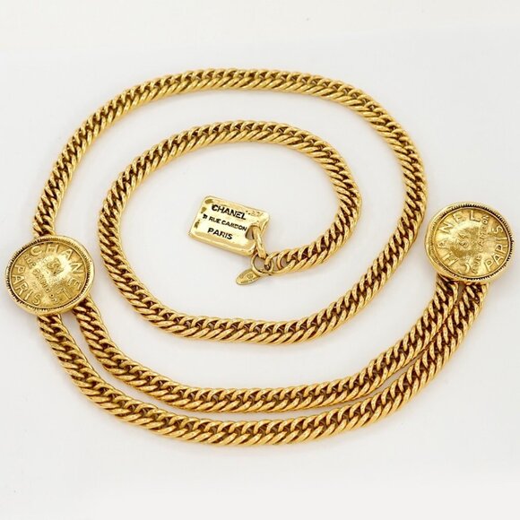 CHANEL 31 Rue Cambon PARIS Double Chain Belt 35" Gold Tone Auth #5571 - Picture 1 of 6